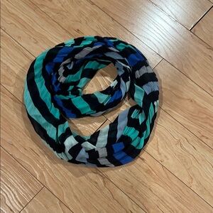 Striped Scarf in Blue, Green, and Black